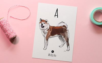 Carte postale chien Akita Inu