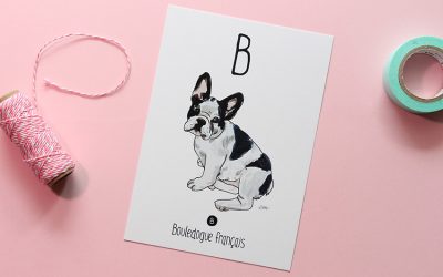 Carte postale chien Bouledogue français