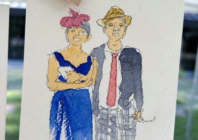 Emeline Lombrez réalisant un dessin en direct au mariage