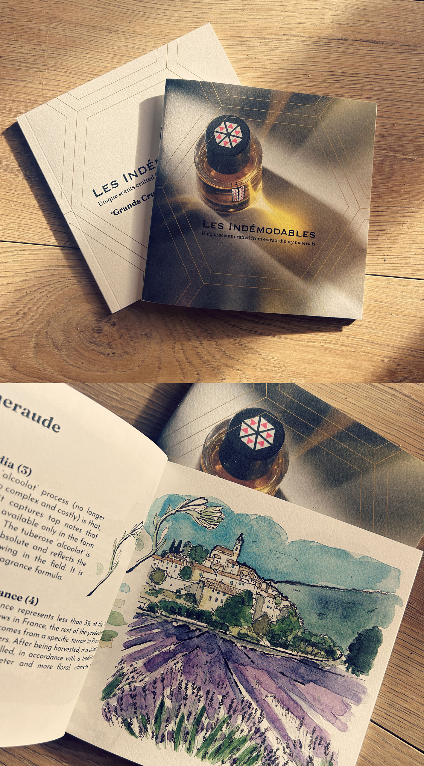 illustration produit parfum de luxe dans un livret
