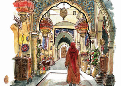CAFÉ ARABESQUE — ILLUSTRATION POUR UNE FRAGRANCE DE NICHE ORIENTALE AUTOUR DU CAFÉ